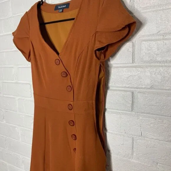 ModCloth Orange Button Front Dress size XXS - Picture 5 of 5